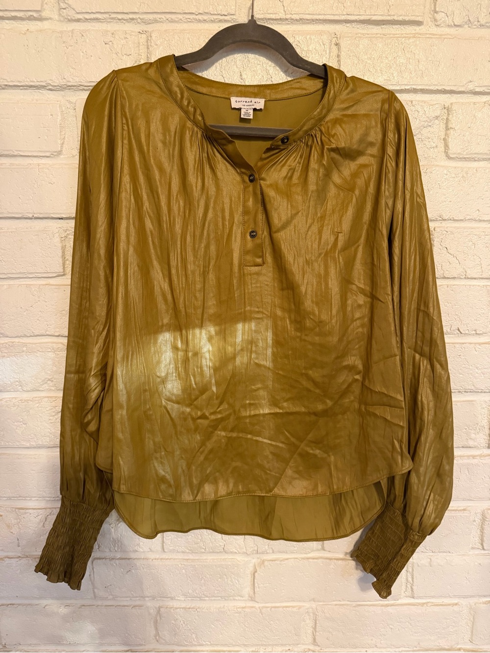 Anthropologie Current Air Blouse M Olive Gold